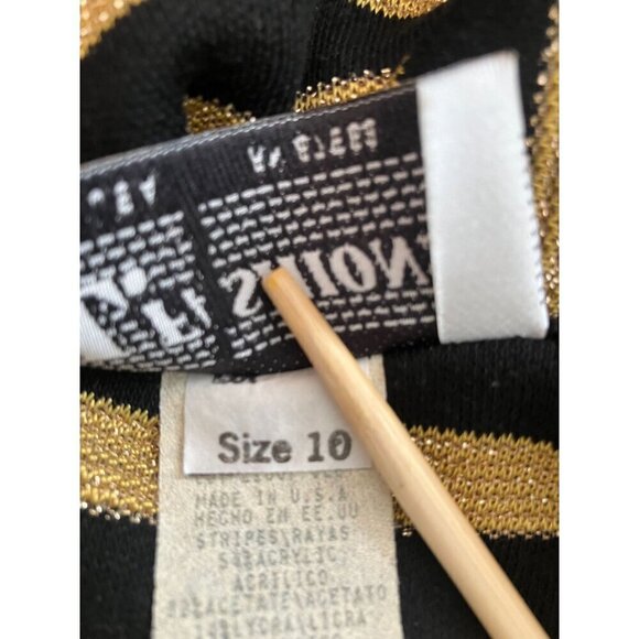 Vintage Jumpsuit 10 Gold Lamé Striped Belted Wide Leg Nautical Party Cocktail - Picture 12 of 13